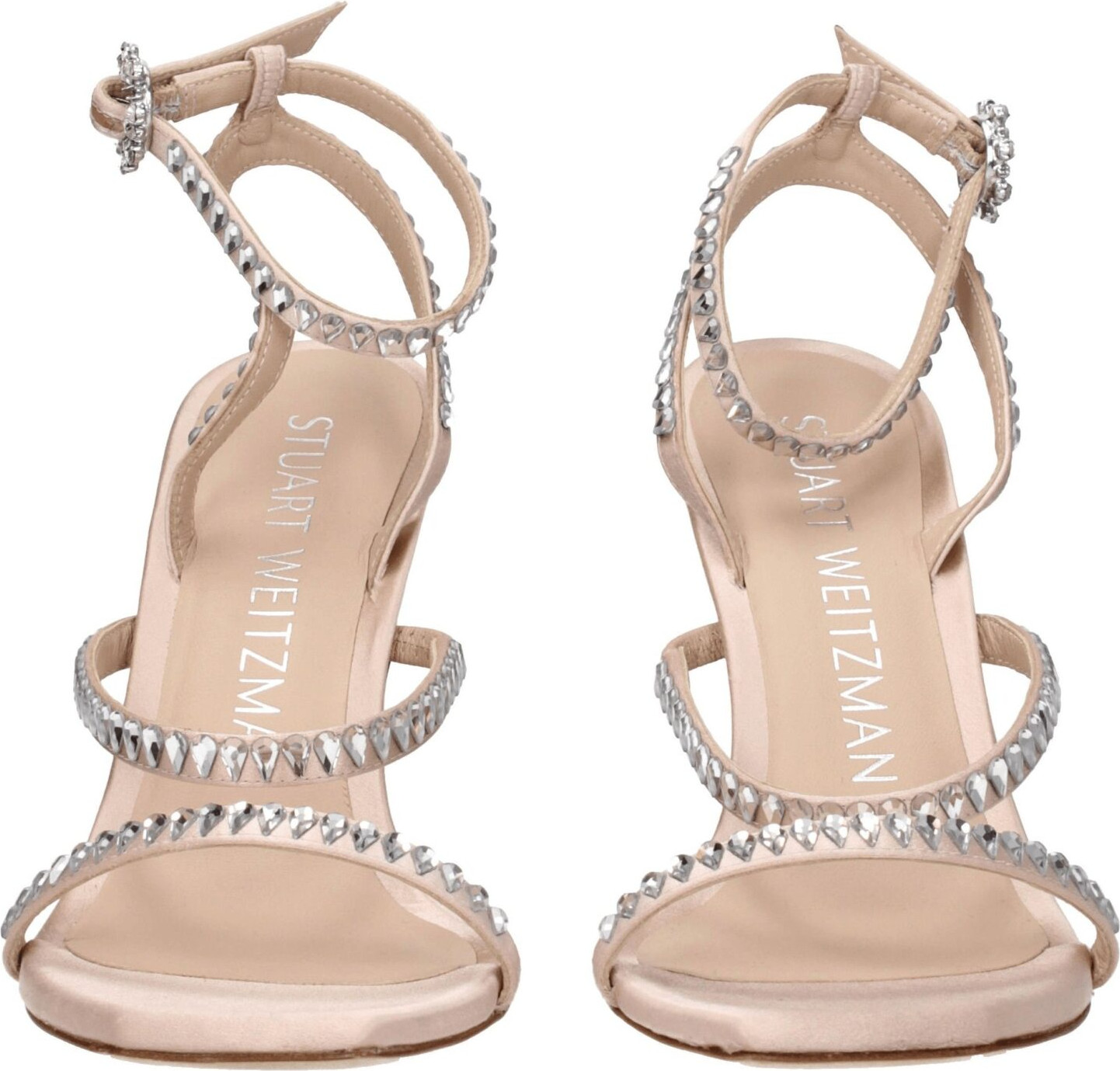 Босоножки на шпильке из розового сатина Stuart Weitzman