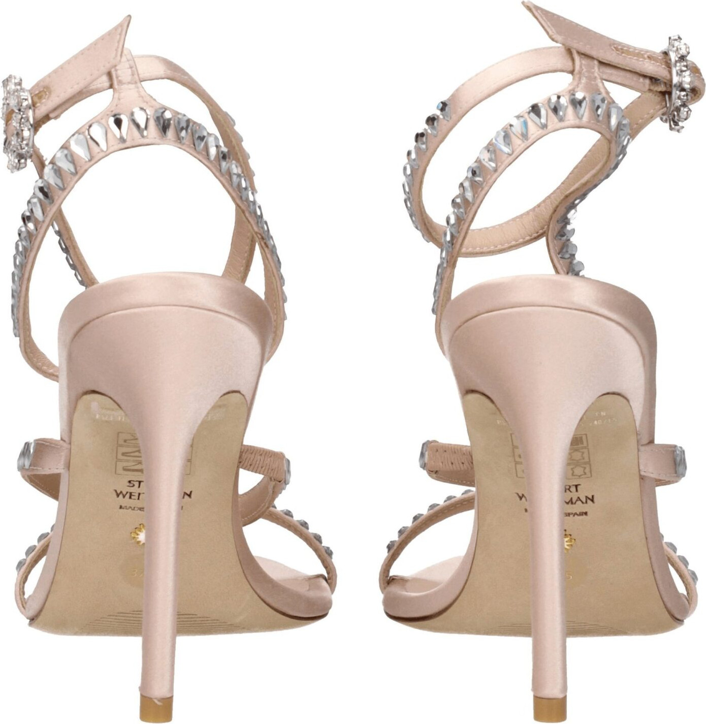 Босоножки на шпильке из розового сатина Stuart Weitzman