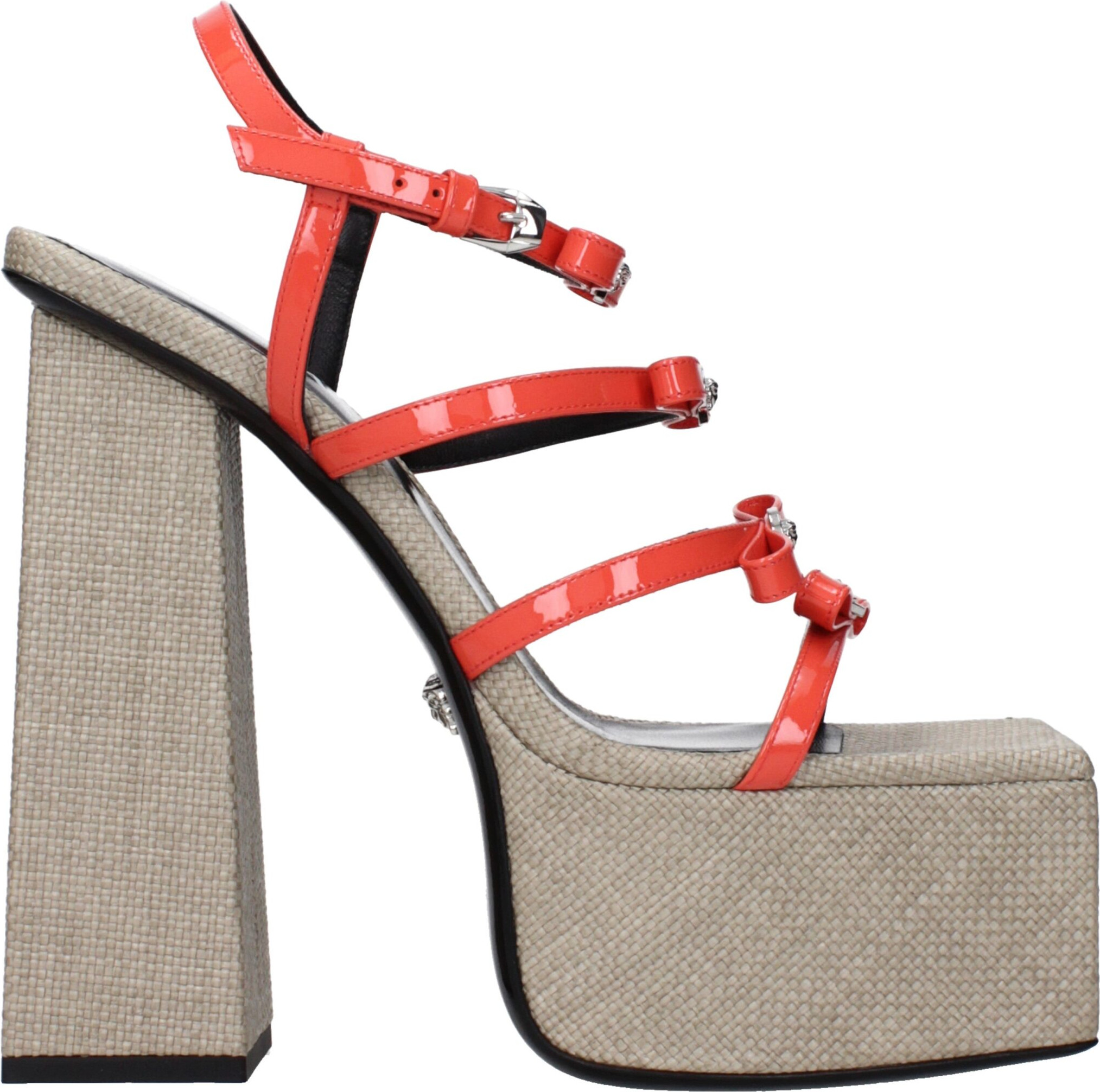 Orange Leather Platform Sandals