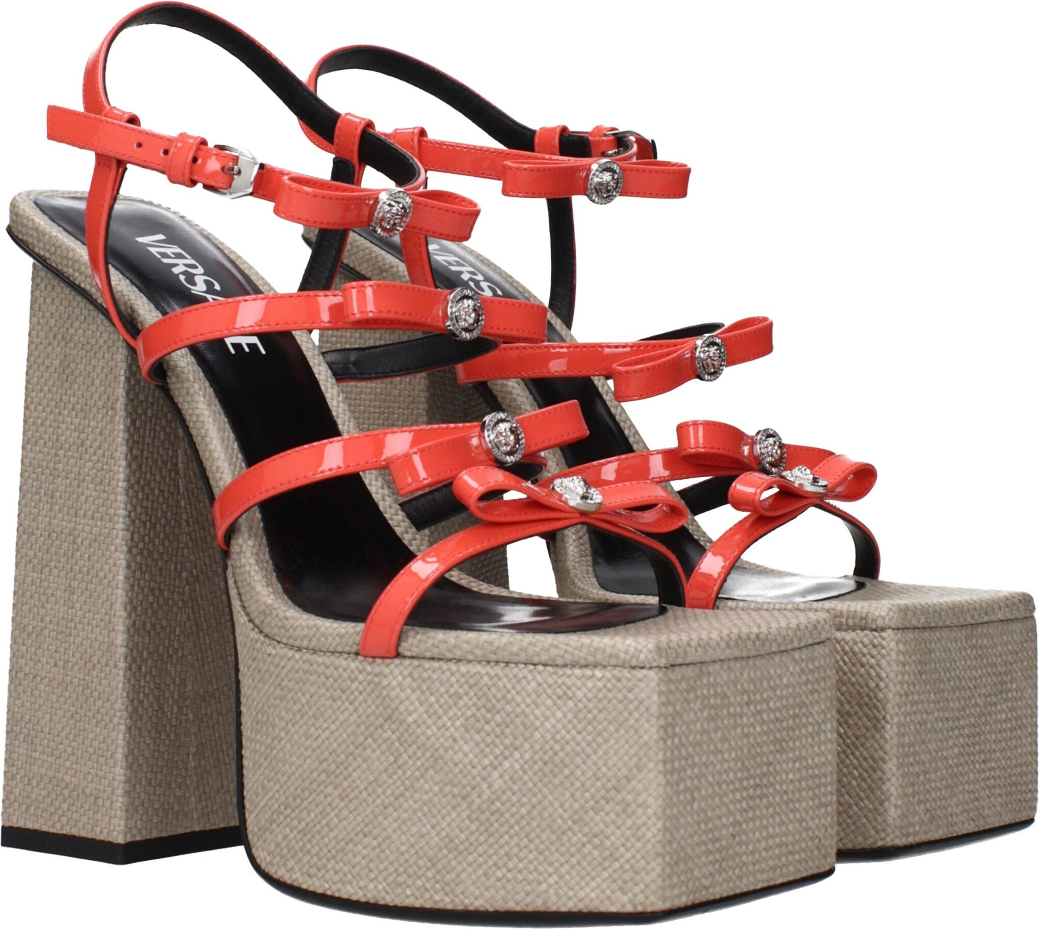 Orange Leather Platform Sandals
