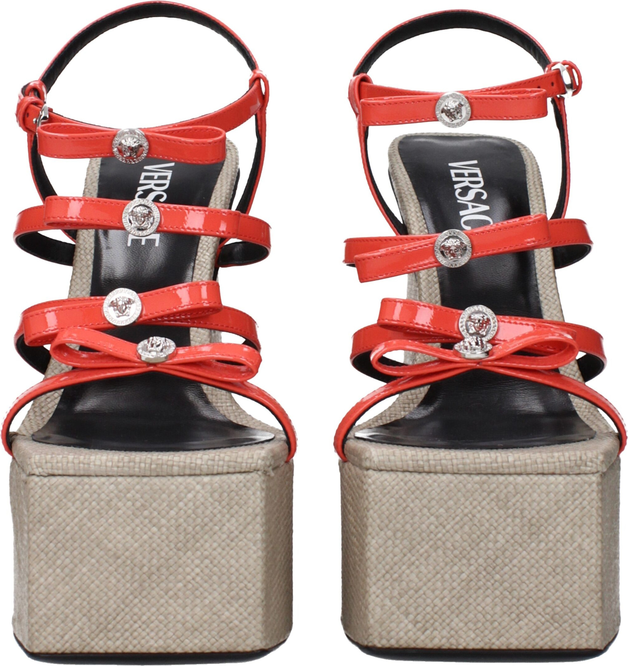 Orange Leather Platform Sandals