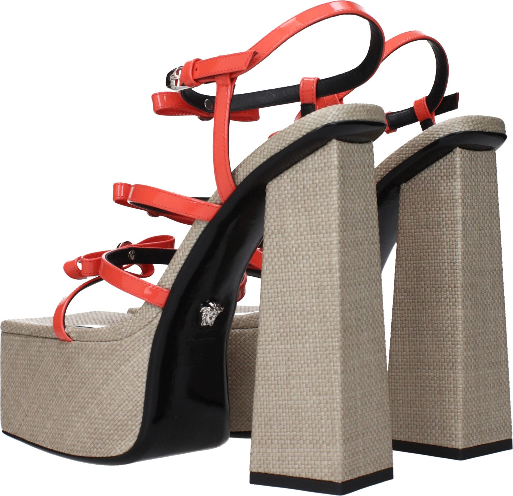 Orange Leather Platform Sandals