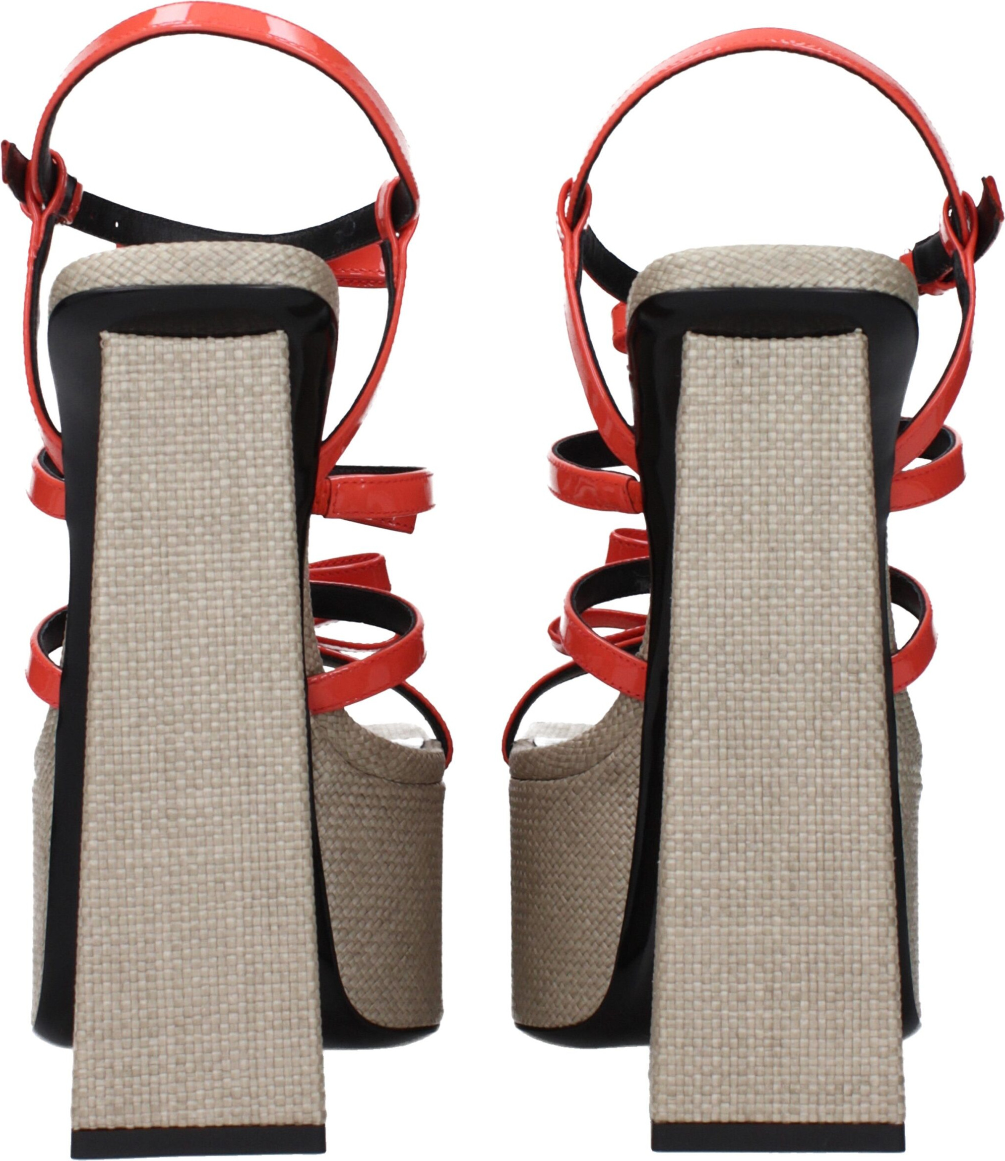 Orange Leather Platform Sandals