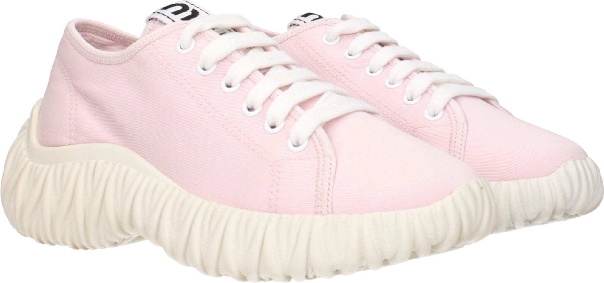 Розовые низкие кроссовки Miu Miu из ткани