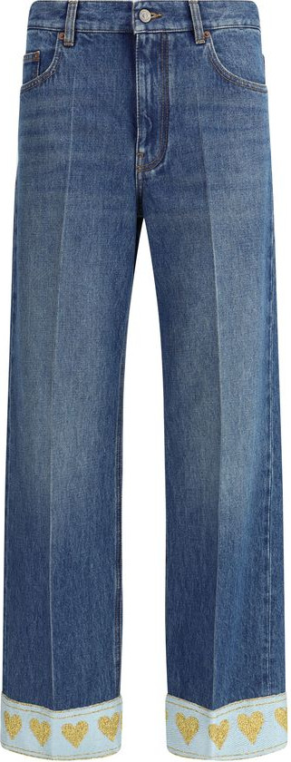 Jeans Valentino Blue Cotton Straight-Leg Jeans