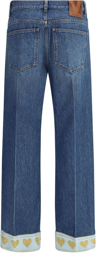 Jeans Valentino Blue Cotton Straight-Leg Jeans