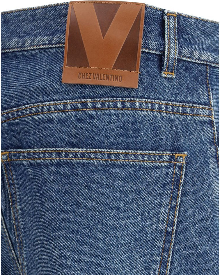Jeans Valentino Blue Cotton Straight-Leg Jeans