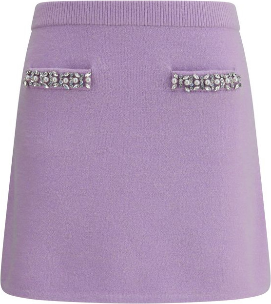 Purple Viscose Mini Skirt