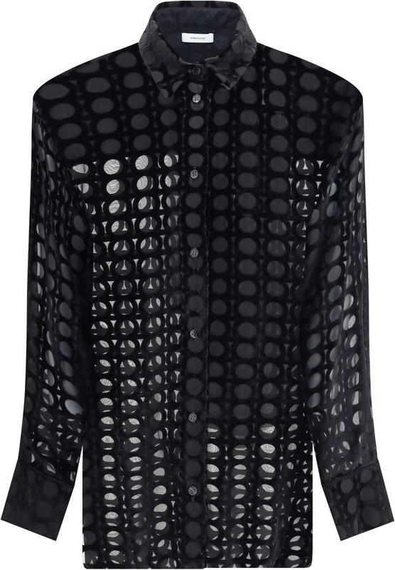 Ferragamo Black Silk Pattern Shirt