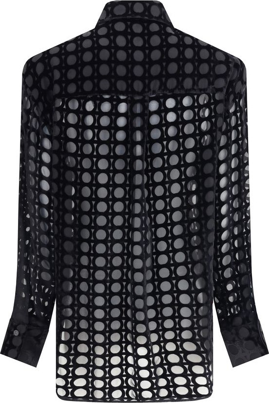 Ferragamo Black Silk Pattern Shirt