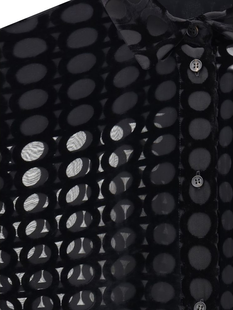 Ferragamo Black Silk Pattern Shirt
