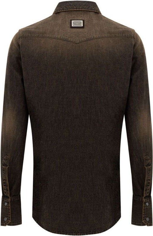 Brown Denim Shirt Dolce & Gabbana