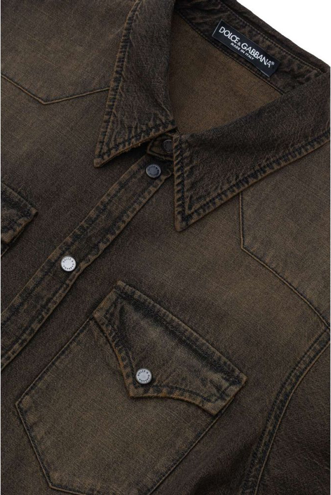 Brown Denim Shirt Dolce & Gabbana