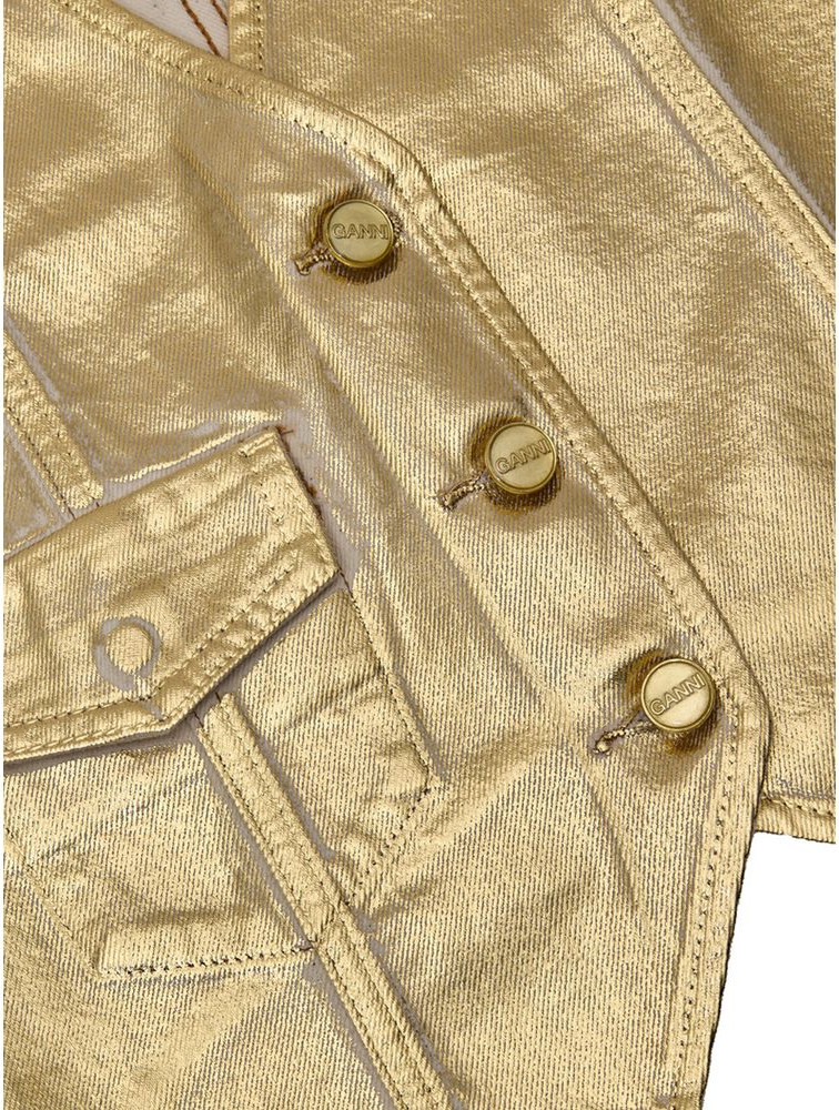 Gold Cotton Sleveless Jacket GANNI