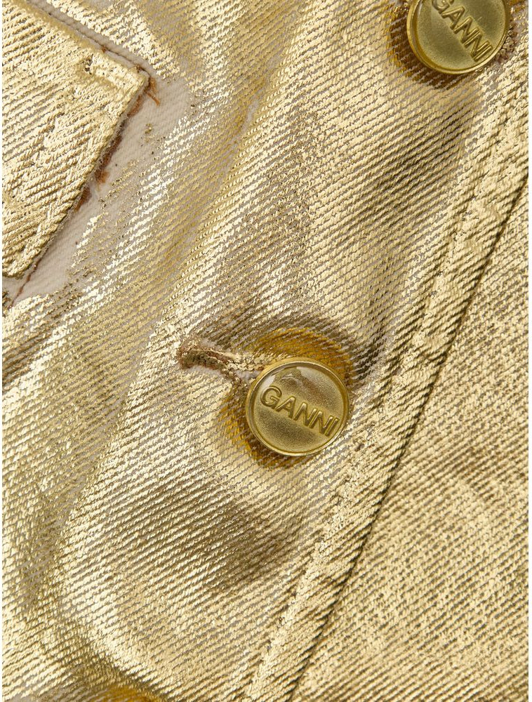 Gold Cotton Sleveless Jacket GANNI