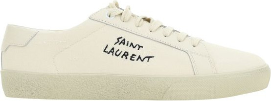 Белые низкие кеды Saint Laurent из резины