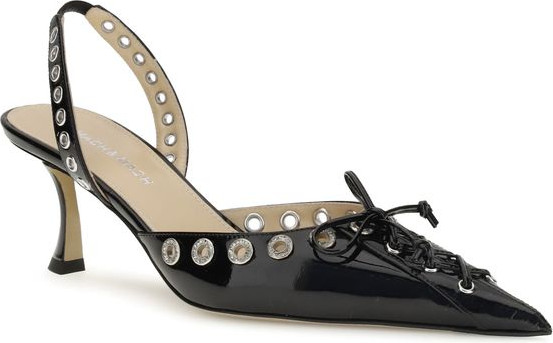 Black Calf Leather Bos Taurus Lace-Up Pumps by MACH & MACH