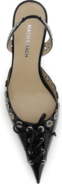 Black Calf Leather Bos Taurus Lace-Up Pumps by MACH & MACH