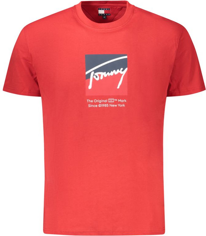 Красная хлопковая мужская футболка Tommy Hilfiger