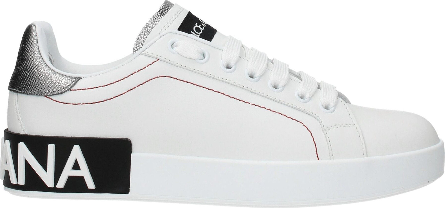 White Leather Low Top Sneakers by Dolce & Gabbana