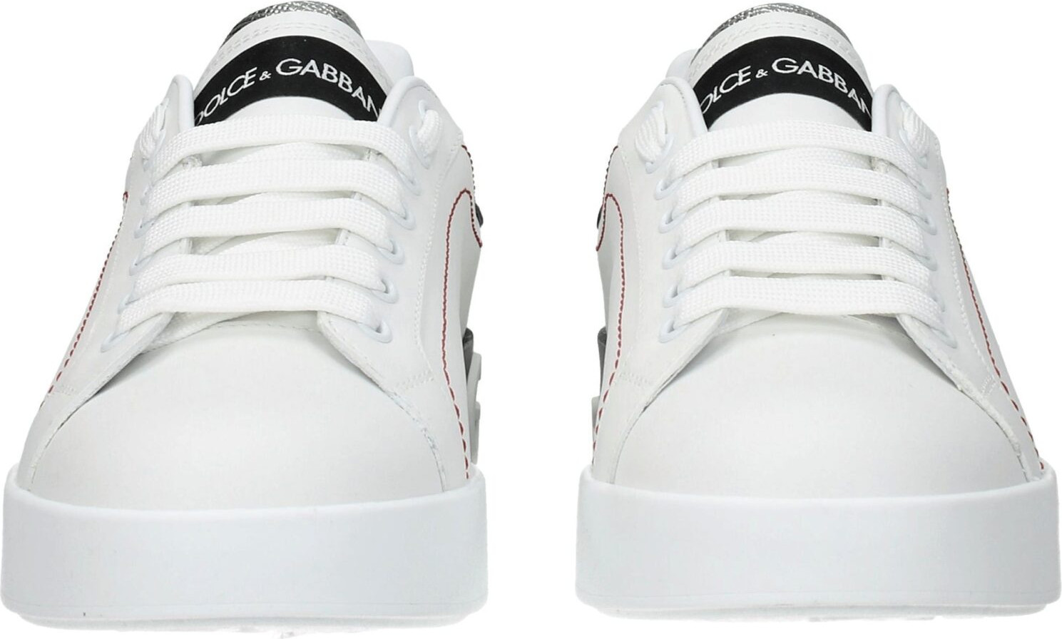 White Leather Low Top Sneakers by Dolce & Gabbana