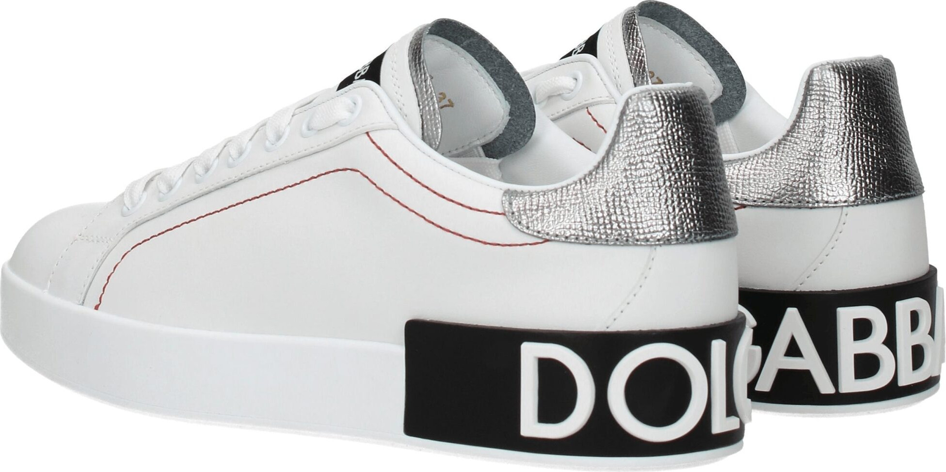 White Leather Low Top Sneakers by Dolce & Gabbana