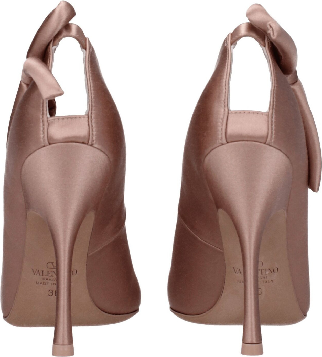 Розовые атласные туфли на высоком каблуке Valentino Garavani