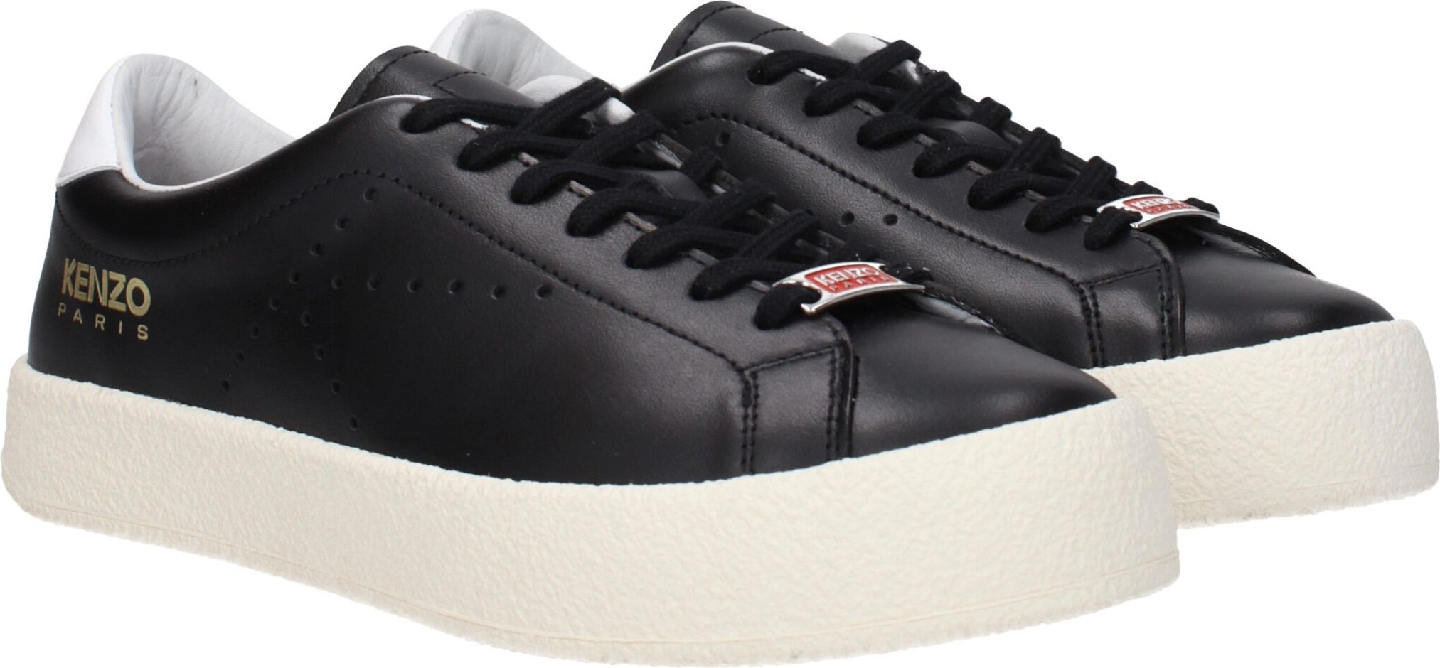 Black Leather Low Top Sneakers