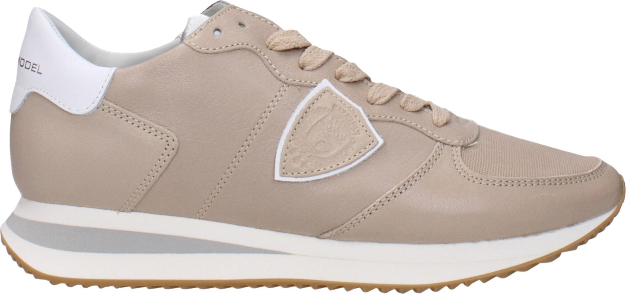 Philippe Model Beige Leather Low Top Sneakers