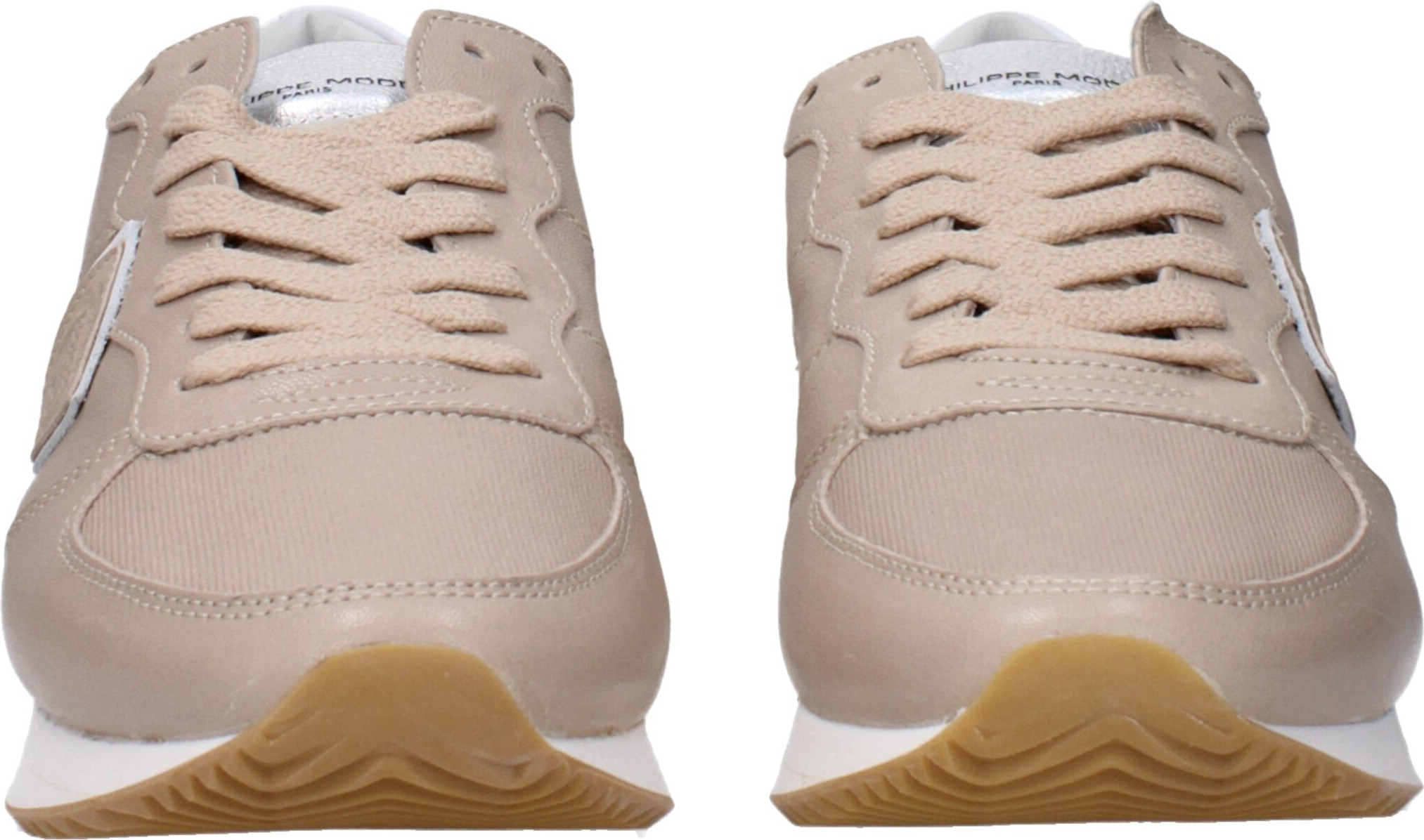 Philippe Model Beige Leather Low Top Sneakers
