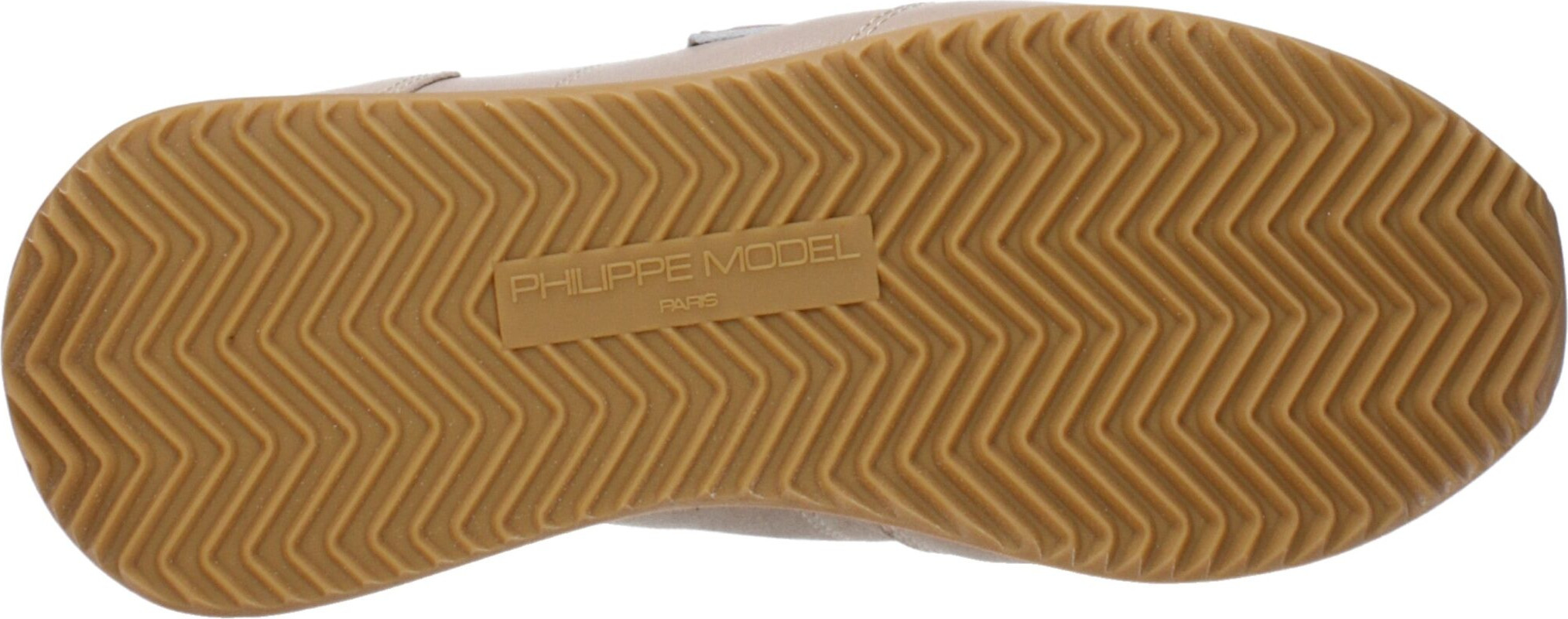 Philippe Model Beige Leather Low Top Sneakers