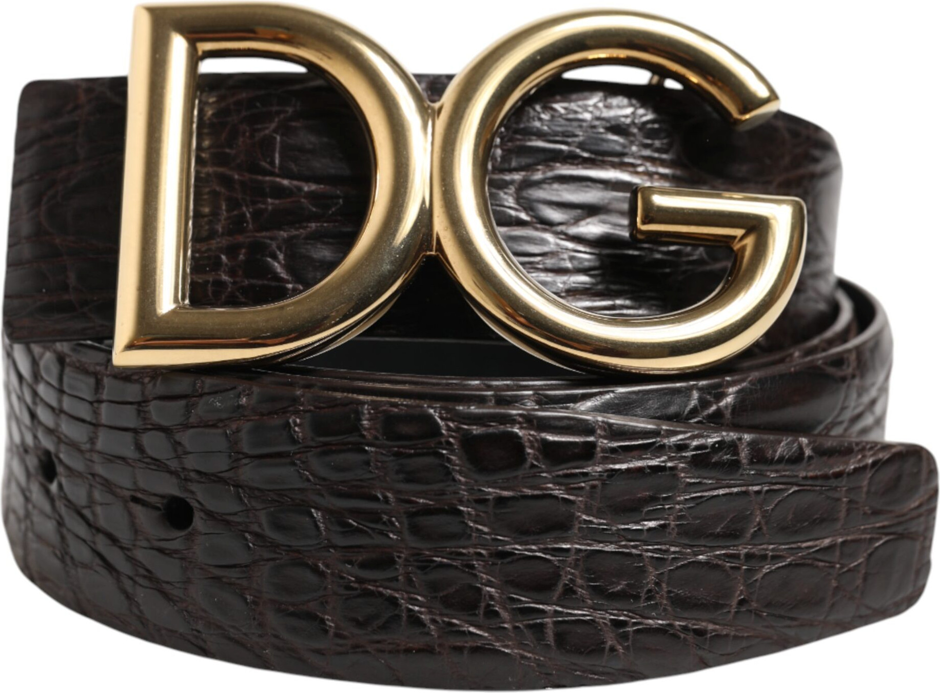 Ремень Dolce & Gabbana Черный из экзотической кожи с пряжкой с логотипом DG