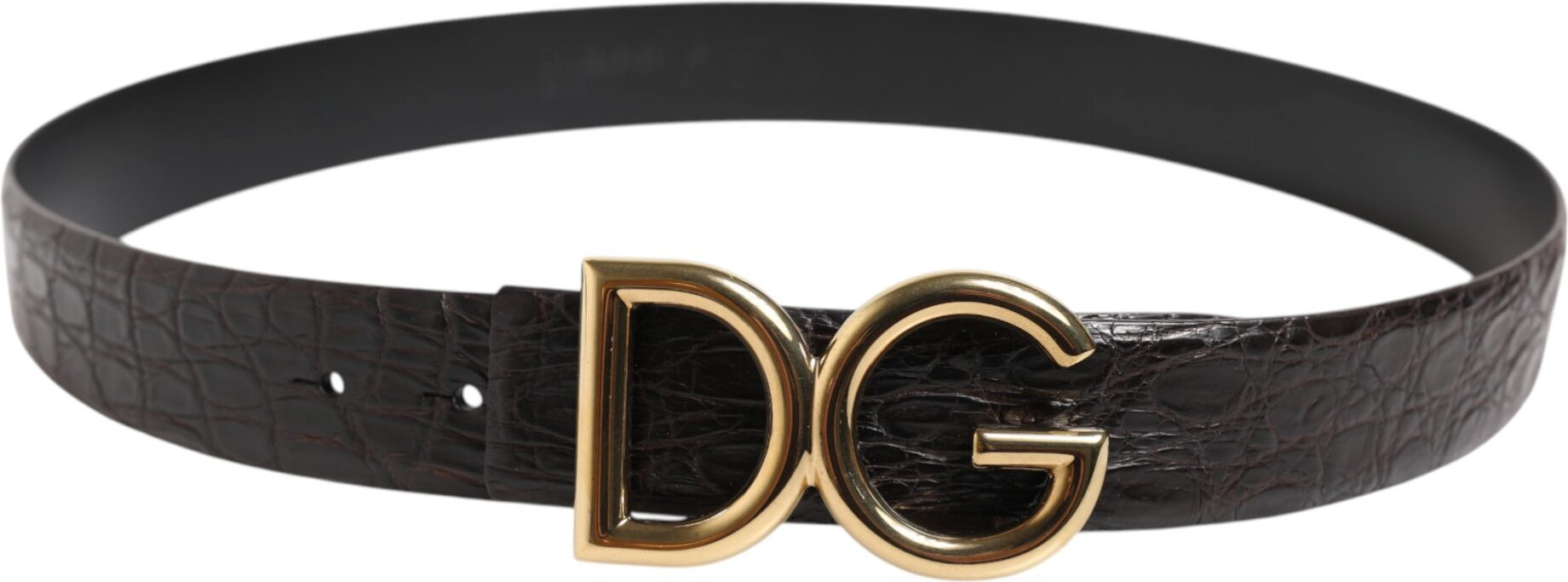 Ремень Dolce & Gabbana Черный из экзотической кожи с пряжкой с логотипом DG