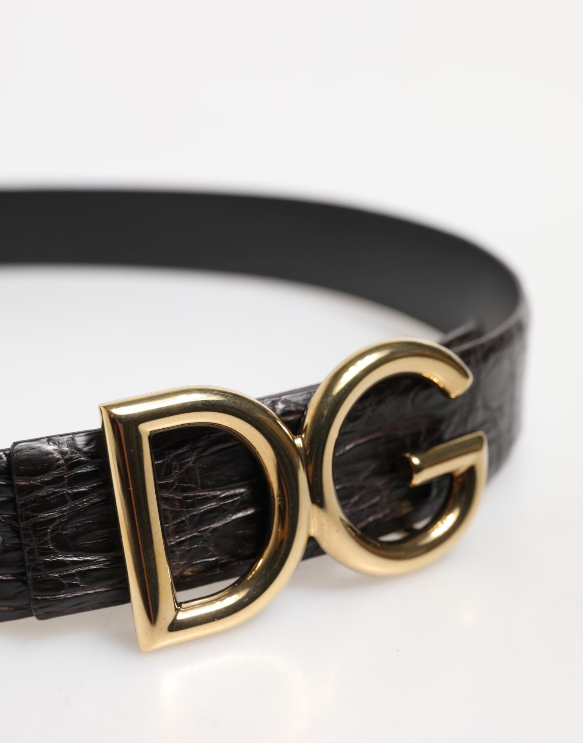 Ремень Dolce & Gabbana Черный из экзотической кожи с пряжкой с логотипом DG