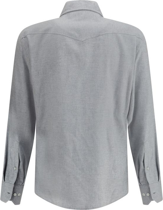 Brunello Cucinelli - Gray Cotton Patterned Shirt