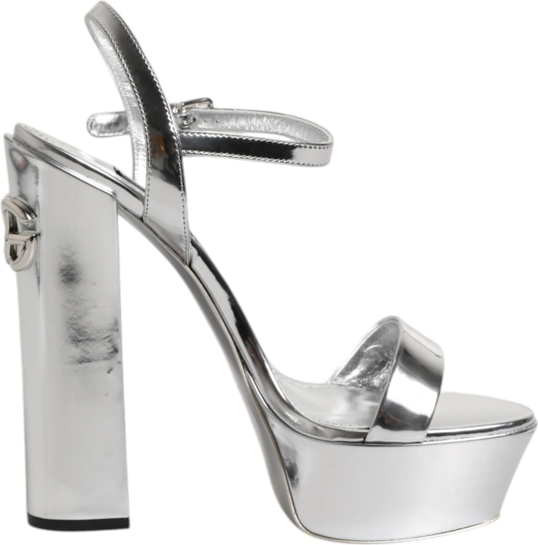 Silver Leather Platform Keira Sandals Shoes Dolce & Gabbana