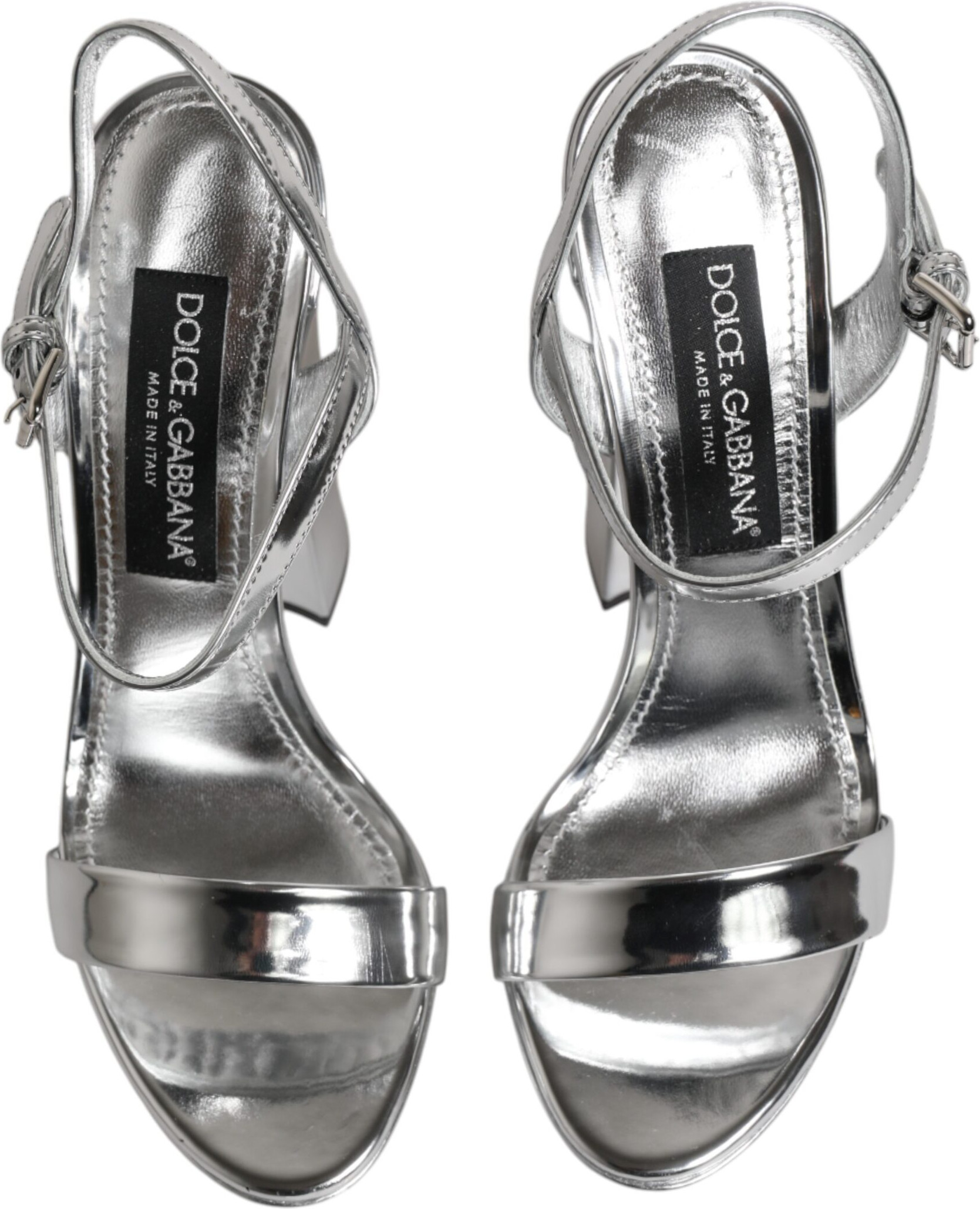 Silver Leather Platform Keira Sandals Shoes Dolce & Gabbana