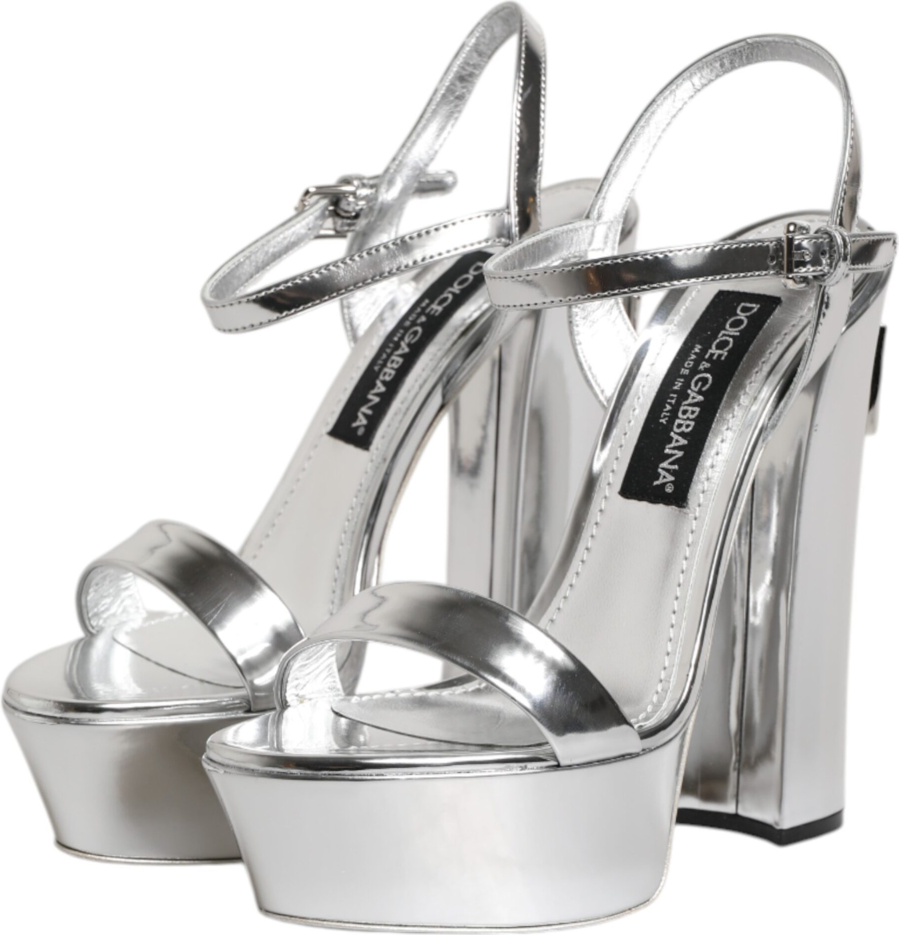 Silver Leather Platform Keira Sandals Shoes Dolce & Gabbana