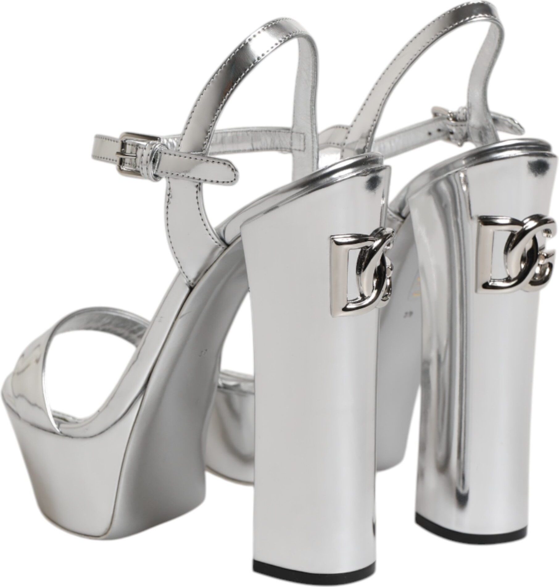 Silver Leather Platform Keira Sandals Shoes Dolce & Gabbana