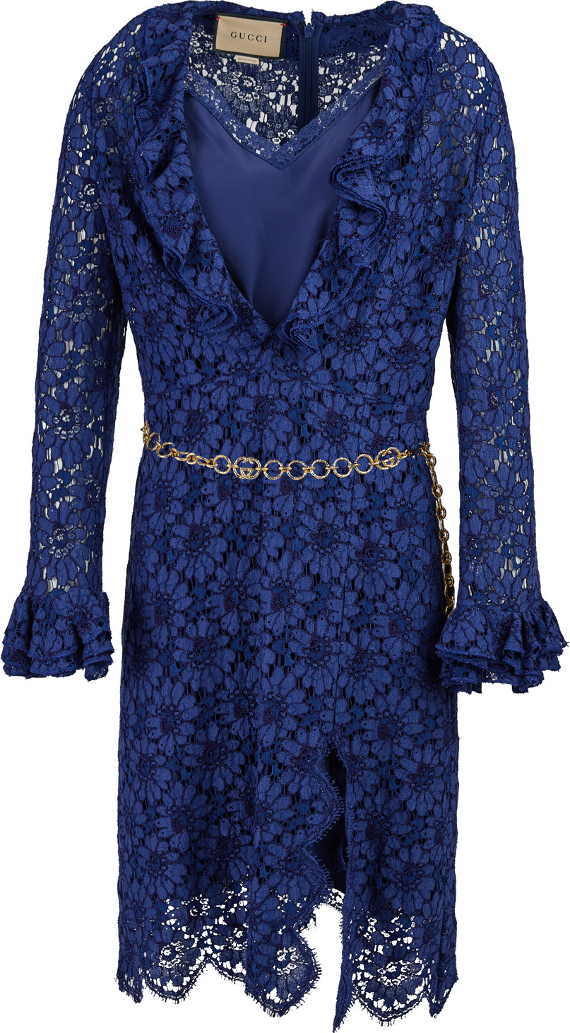 Платье Gucci Blu из вискозы и хлопка средней длины