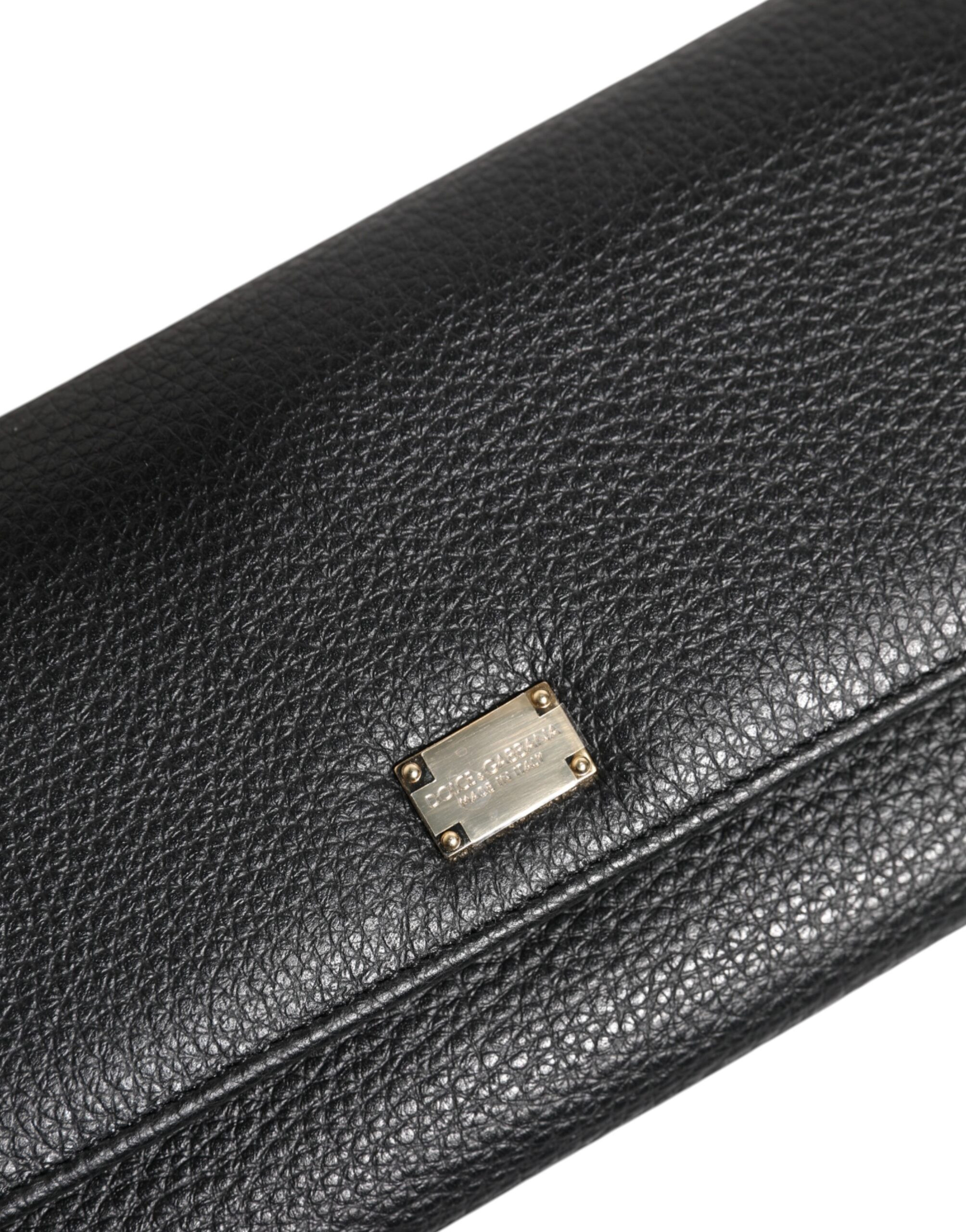 Dolce & Gabbana hamyon, qora charm logotipli kartochka ushlagichi, uch buklamali hamyon