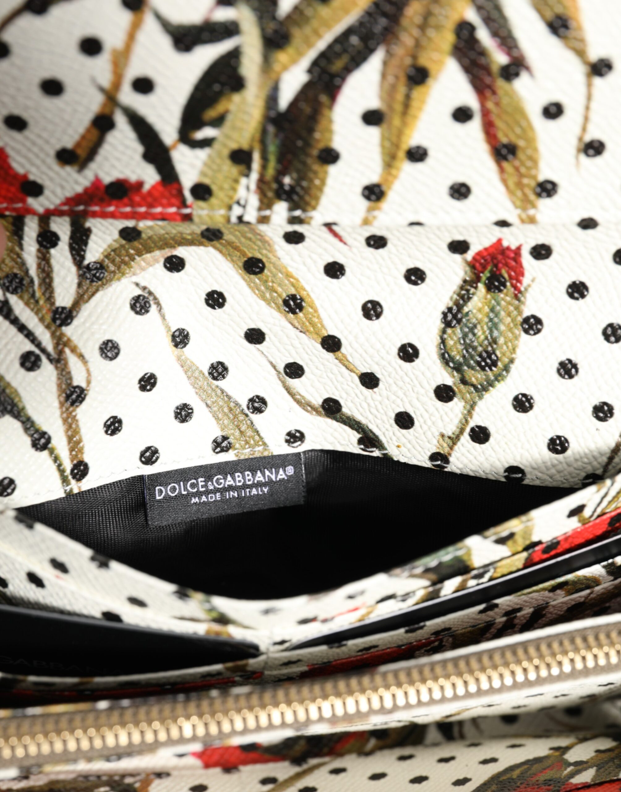 Dolce & Gabbana hamyon, qora charm logotipli kartochka ushlagichi, uch buklamali hamyon