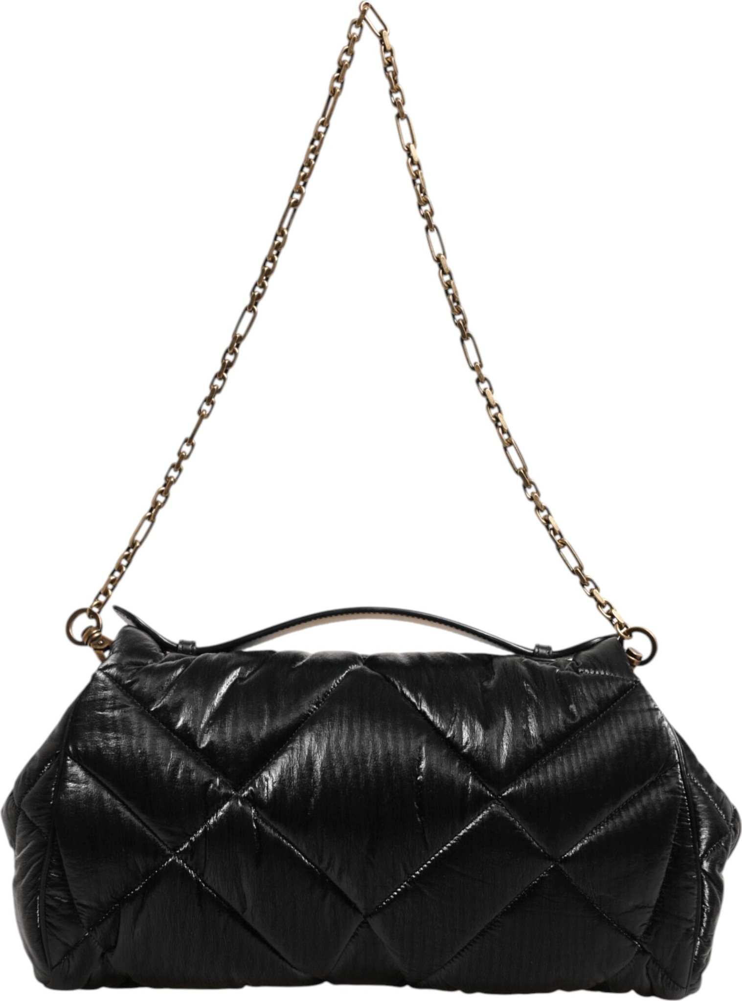 Bag Dolce & Gabbana Black Quilted Nylon Devotion Satchel Chain Strap Bag