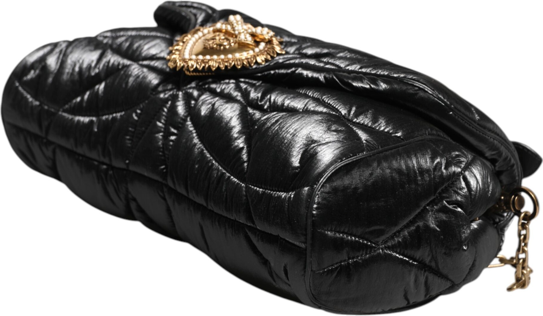 Bag Dolce & Gabbana Black Quilted Nylon Devotion Satchel Chain Strap Bag