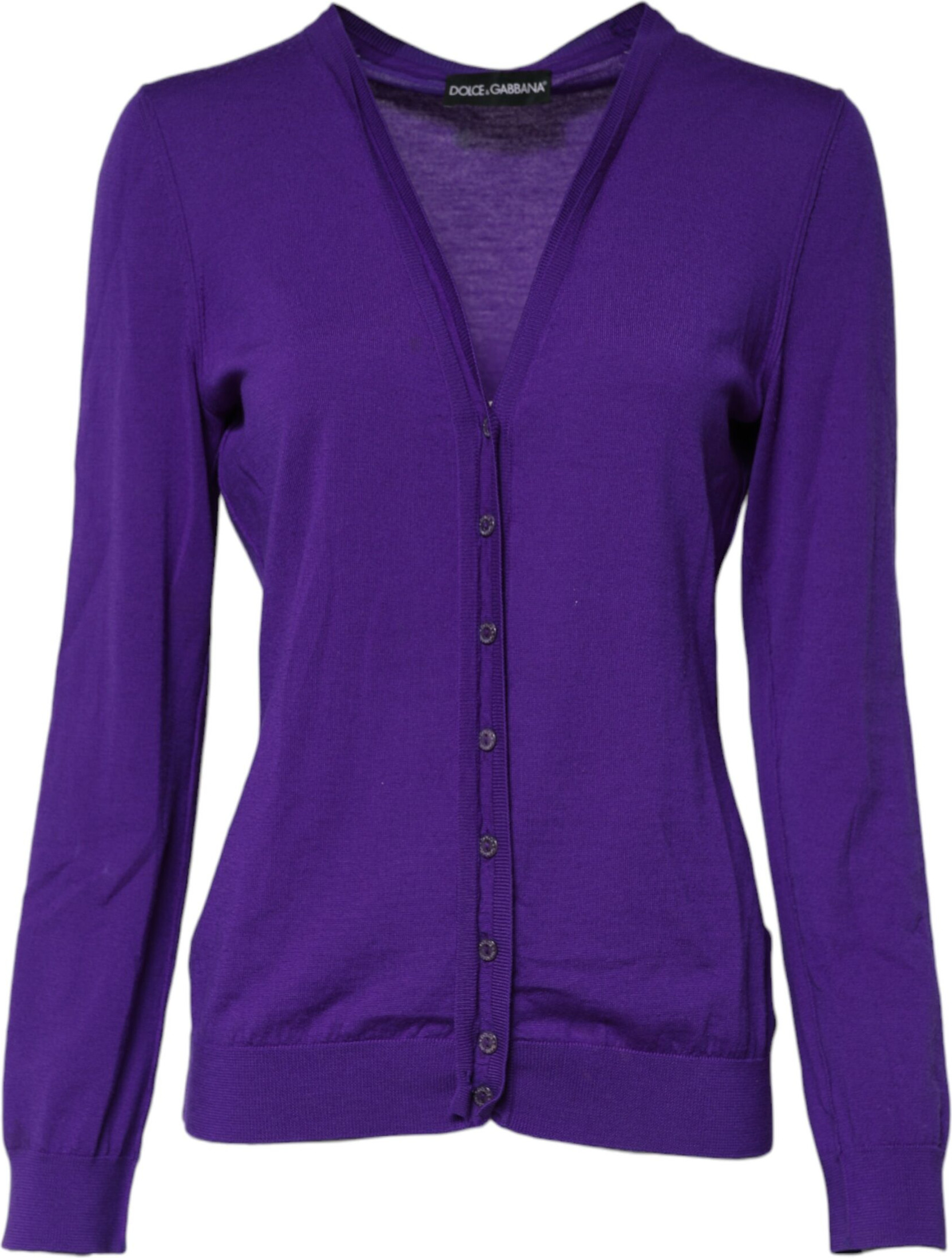 Purple Wool Knit V-neck Cardigan Sweater Dolce & Gabbana