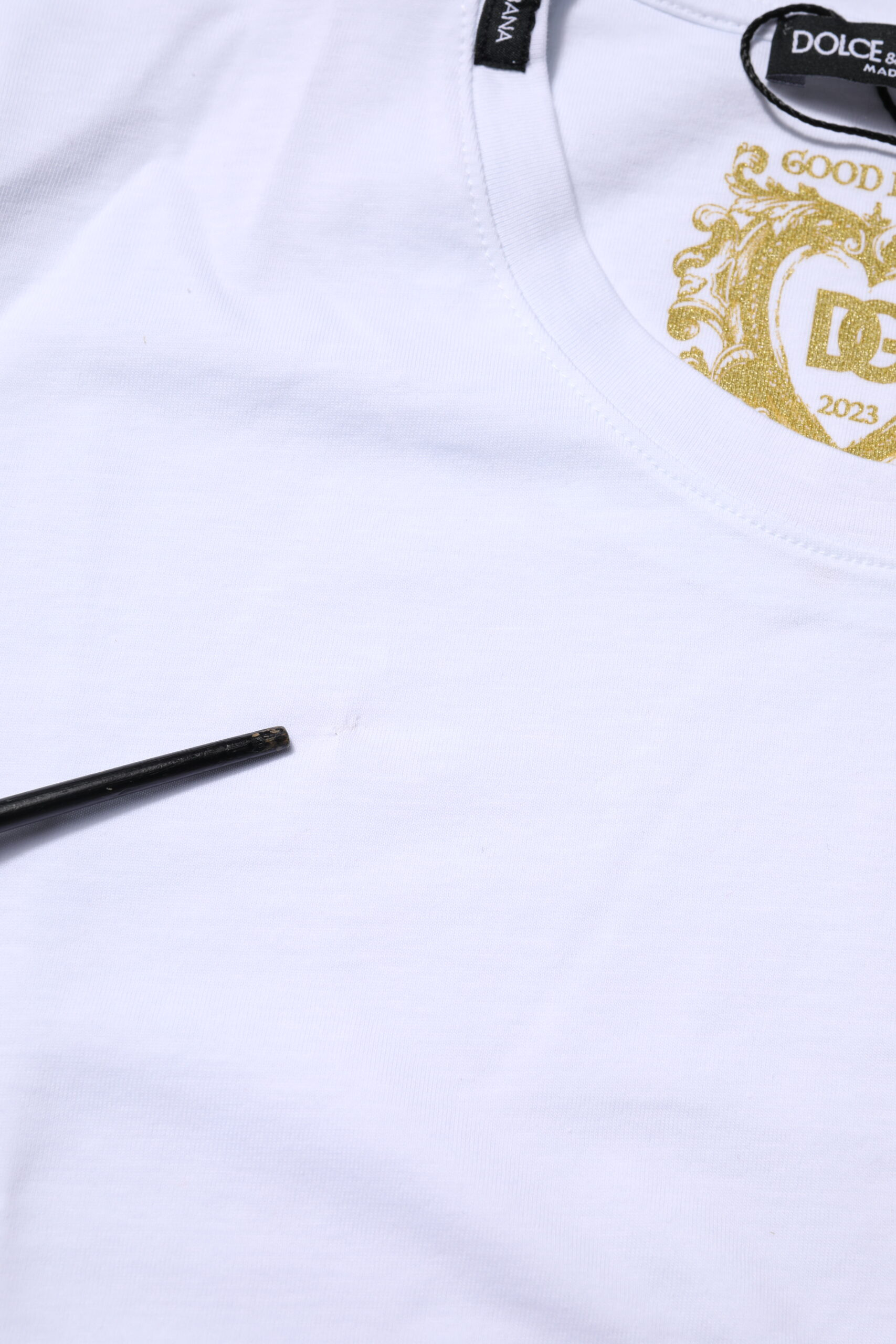T-shirt White Cotton Goodluck 2023 Dolce & Gabbana