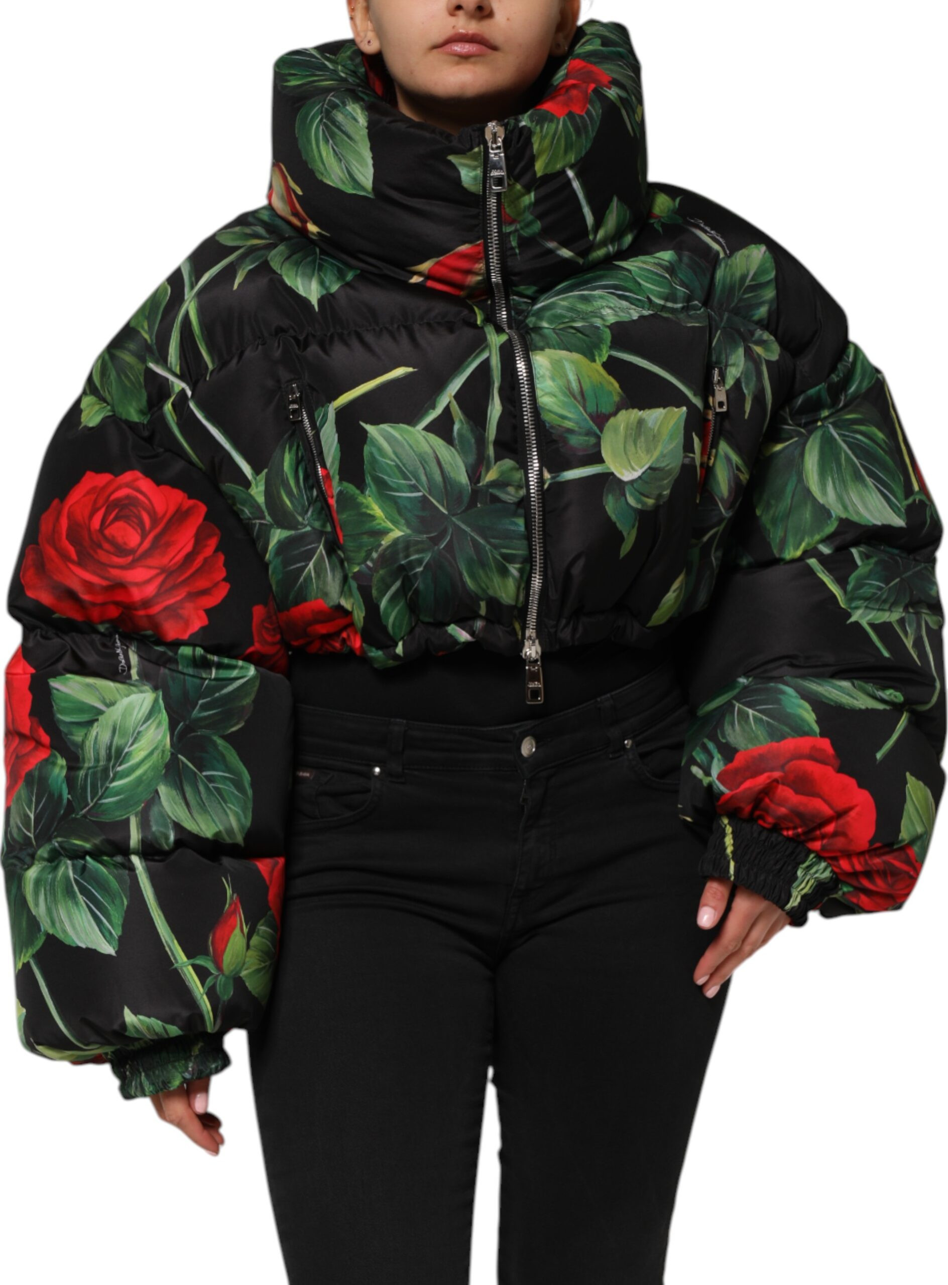 Утепленная куртка Dolce & Gabbana с полным принтом «Мультиколор», цветочным узором и молнией