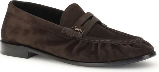 Qora teri Bos Taurus Slip-On Loaferlar Saint Laurent