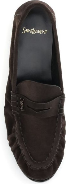 Qora teri Bos Taurus Slip-On Loaferlar Saint Laurent