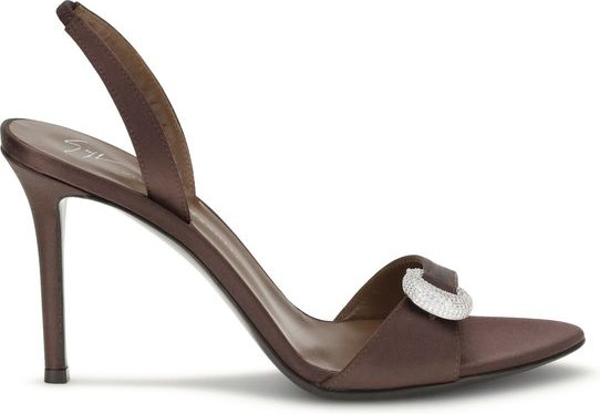 Giuseppe Zanotti Jigarrang Ipak Stiletto Tovar Oyoq Kiyim